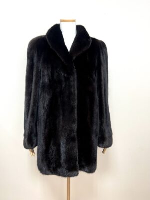 미사용전시품 블랙그라마 다크브라운 풀스킨 하프 밍크코트 라지사이즈 중간길이