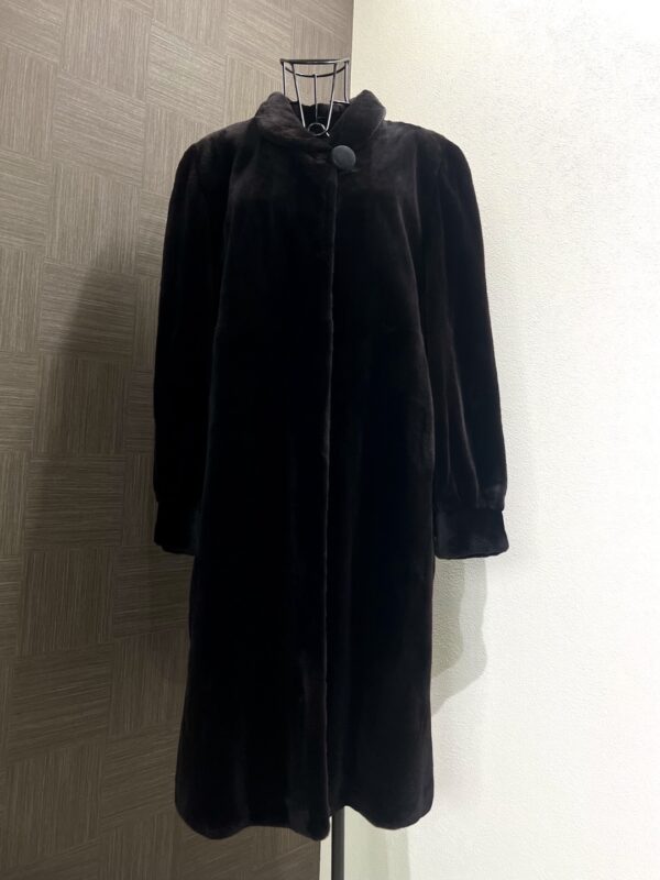 Valentino 발렌티노 하이넥 딥다크브라운 풀스킨 쉬어드롱밍크코트 프리사이즈 - 이미지 7
