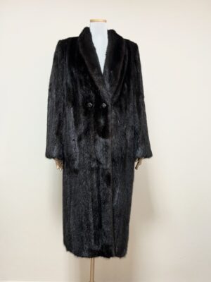 Peltex 딥다크브라운 풀스킨 맥시롱 밍크코트 프리사이즈