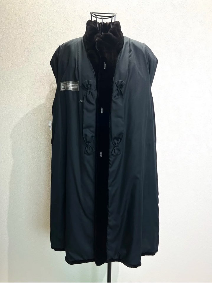 SAGA 사가슈퍼컬리티 셔링하이넥카라 딥다크브라운 풀스킨 쉬어드 롱밍크코트 프리사이즈 - 이미지 9