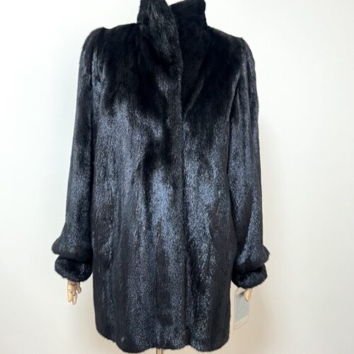 미사용전시품 블랙그라마 딥다크브라운 풀스킨 하프 밍크코트 66사이즈 중간길이