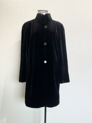 GRES PARIS 리버시블 하이넥 풀스킨 블랙 쉬어드롱밍크코트 무릎길이