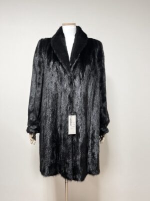 미사용전시품 L'espideur FUR 숄칼라 스칸블랙 풀스킨 밍크코트 77사이즈 중간길이