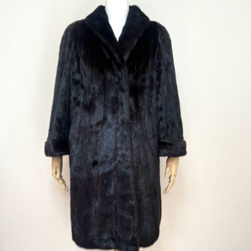 SAGA 사가밍크 9부소매 스칸브라운 풀스킨 롱밍크코트 무릎길이