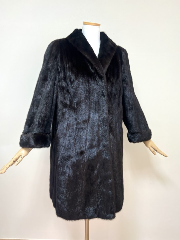 SAGA 사가밍크 9부소매 스칸브라운 풀스킨 롱밍크코트 무릎길이 - 이미지 7