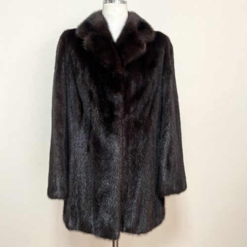 MOONBAT 스칸브라운 풀스킨 하프 밍크코트 44사이즈