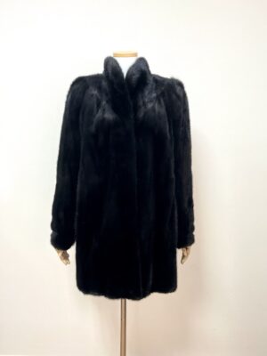 SAFURON 하이넥 셔링 스칸블랙 업스타일 풀스킨 하프 밍크코트 중간길이 66사이즈