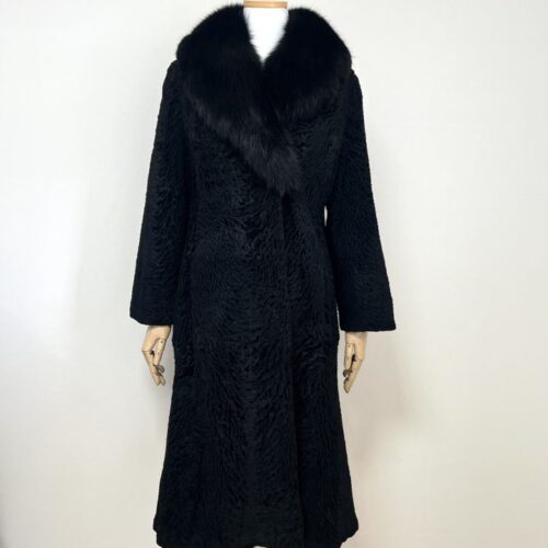 ONWARD 폭스퍼 트리밍 블랙 아스트라칸 코트