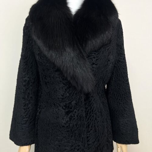 Alternative view of ONWARD 폭스퍼 트리밍 블랙 아스트라칸 코트