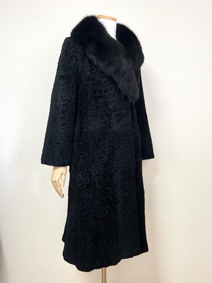 ONWARD 폭스퍼 트리밍 블랙 아스트라칸 코트 - 이미지 3