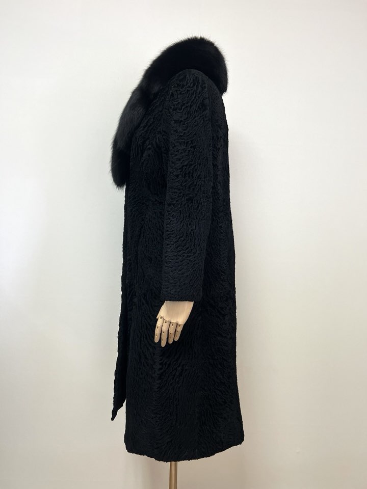 ONWARD 폭스퍼 트리밍 블랙 아스트라칸 코트 - 이미지 5