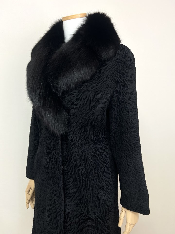 ONWARD 폭스퍼 트리밍 블랙 아스트라칸 코트 - 이미지 7